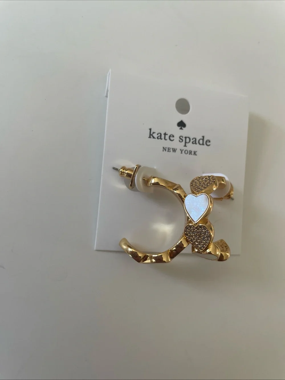 kate spade Gold Heart-Link Hoop Earrings with Mother-of-Pearl